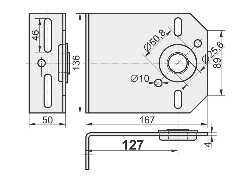 shaft support with a bearing 4x127mm