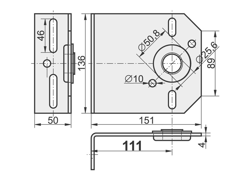 shaft support with a bearing 4x111mm